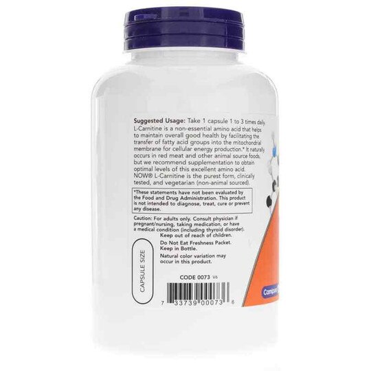 L-Carnitine Capsules 500 Mg, NOW